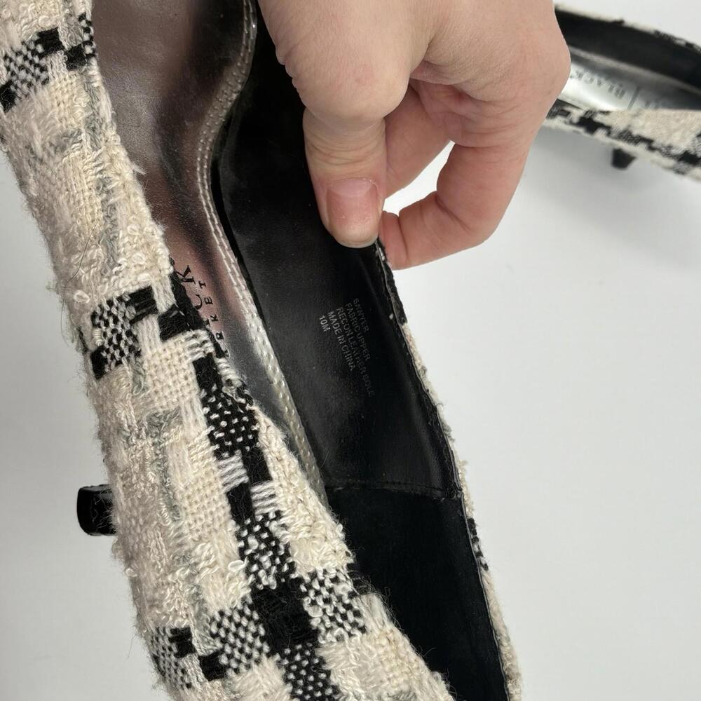 White House Black Market Plaid Tweed Kitten Heels Size 10 - Picture 5 of 6
